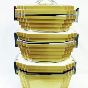 3 PIECE SET OF COOLER WITH GOLD STEPPED DESIGN