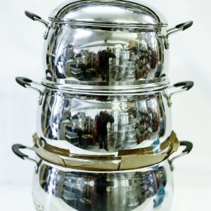 3- SET OF STAINLESS STEEL COOKWARE