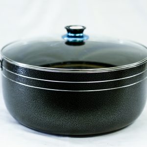 32CM NON-STICKY BLACK COOKWARE WITH TRANSPARENT GLASS LID