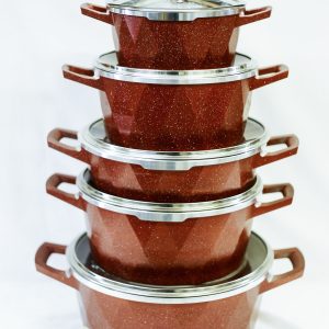 SET OF WINE COLORED NON STICK POT